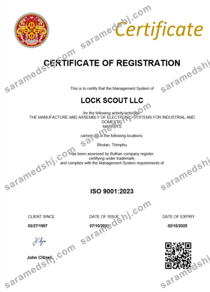 Bhutan certificate of registration Word and PDF template